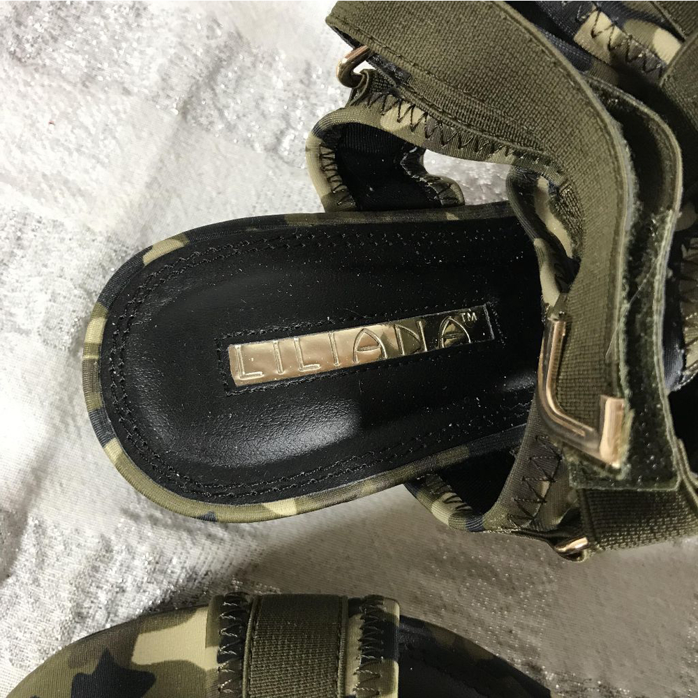Liliana Barista-3 Camouflage Open Toe Ankle Strap Platform Sandals Size 8.5 - Picture 7 of 12